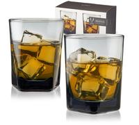 Set di 2 bicchieri da cocktail Viski Smoke Double Old Fashioned in cristallo - Bicchieri da cocktail Lowball eleganti in vetro fum di alta quali