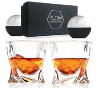 Set di 2 bicchieri da whisky Twist, un set regalo di bicchieri da whisky con design a spirale. Bicchieri tumbler pesanti per Scotch, Bourbon, Negroni e Rum | Include stampi per sfere di ghiaccio