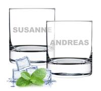 Set di 2 bicchieri personalizzabili con incisione personalizzata, volume 320 ml, acqua, succhi di frutta, cocktail, compleanno