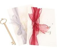 Set di 2 biglietti di auguri di matrimonio con fiocco, per lui e per lei, in tulle color blu navy e bordeaux, per addio al nubilato, per cerimonie, durevoli e intelligenti