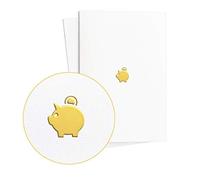 Set di 2 biglietti di compleanno con salvadanaio a forma di maialino in oro su carta di alta qualità, confezione originale per regali di denaro, ad esempio compleanno o anniversario, E03