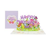 Set di 2 biglietti pop-up con libellula, biglietti pop-up 3D di buon compleanno, libellula e loto o peonia, biglietto pop-up natura, per tutte le occasioni, pensando a te, amante, ragazze, moglie,
