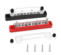 Set di 2 binari da 12 V - 48 V DC con copertura 12 V distributore 150 A, Plus & Minus Busbar, distributore di corrente 12 V con 6 morsetti M4 & 4 × M6, blocco di distribuzione ad alta corrente 12 V