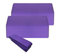 Set di 2 blocchi for esercizi di fitness in schiuma con cinturino in EVA for yoga indoor, for palestra domestica(Purple)