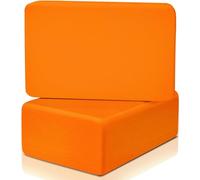 Set di 2 blocchi per yoga, mattoncini di supporto in schiuma EVA morbida superficie antiscivolo per yoga, pilates, meditazione, confezione da 2 (arancione, taglia unica)