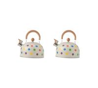Set di 2 bollitori a fischio, portatile, 2,5 l, bollitore da tè per piano cottura, fornello da viaggio