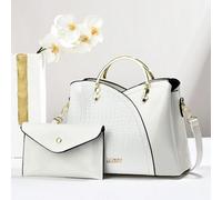 Set di 2 borse a tracolla eleganti e alla moda con manico superiore, borsa a spalla di grande capacità, nuova borsa per suocera 2024 di moda, borsa donna in colore unito con motivo coccodrillo, elegan
