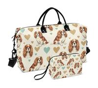 Set di 2 borse da bagno trapuntate a onda per la notte, robuste, per un viaggio nel fine settimana, Bellissimo motivo con cani, One Size, Classico
