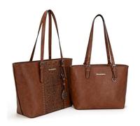 Set di 2 borse da donna, borsa tote da donna, grande e media, borsa a tracolla, marrone