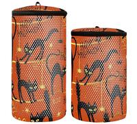 Set di 2 borse per il lavaggio delle scarpe da ginnastica, borsa da lavanderia per lavare le scarpe in lavatrice, motivo Halloween gatto su arancione, motivo Halloween gatto su arancione, 1 taglia,
