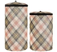 Set di 2 borse per il lavaggio delle scarpe da ginnastica con motivo scozzese color crema pesca marrone borsa per lavare le scarpe, Motivo Plaid Crema Pesca Marrone, 1 Size