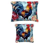 Set di 2 borse per il trucco in ecopelle, piccole borse portaoggetti per borse, astuccio per trucco a chiusura automatica per donne, borsa per gioielli con chiusura a schegge, motivo floreale retrò