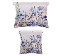 Set di 2 borse per il trucco in finta pelle, piccola borsa da viaggio, mini borsa impermeabile, borsa da viaggio multifunzionale, arte vintage con fiori e uccelli, Pattern2700, 7.1x5.8in/4.7x4.5in