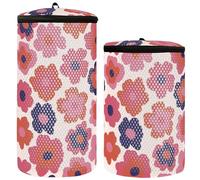 Set di 2 borse per scarpe da ginnastica con motivo floreale astratto rosso per lavatrice, per lavare le scarpe, Motivo floreale astratto rosso carino, 1 Size