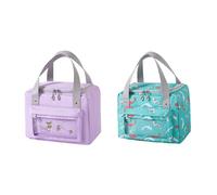 Set di 2 borse termiche da 5,5 l, per il pranzo, con funzione di supporto caldo/freddo, per il pranzo, borsa termica isolata, per spiaggia, lavoro, viaggi, 23,5 x 14 x 18,5 cm (C)