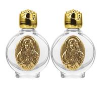 Set Di 2 Bottiglie Dacqua Santa Incise in Metallo Vuote Per Battesimo Cattolico Decorativo