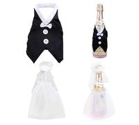 Set di 2 bottiglie di vino per matrimonio, per coppia di sposi, decorazione per bottiglie di matrimonio, abito da sposa, decorazione da tavolo