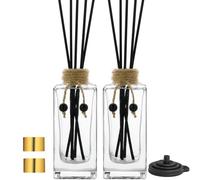 Set di 2 bottiglie diffusore in vetro da 155 ml, trasparenti, vuote, per oli essenziali, set di bottiglie decorative riutilizzabili per farmacia, profumo, idea regalo