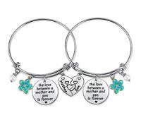 Set di 2 braccialetti coordinati per madre e figlio, con scritta "The Love Between a Mother and Son is Forever" con ciondolo a forma di cuore, idea regalo per mamma, compleanno, Natale, festa della