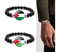 Set di 2 braccialetti da donna palestinesi, braccialetti unisex con perle raffiguranti le bandiere palestinese e israeliana.