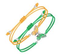 Set di 2 braccialetti dell'amicizia abbinati a forma di farfalla, in corda intrecciata, accessori alla moda per coppie e ragazze, Misura unica, come descritto