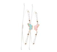 Set di 2 braccialetti dell'amicizia abbinati a forma di farfalla, in corda intrecciata, accessori alla moda per coppie e ragazze, Misura unica, come descritto