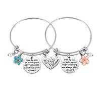 Set di 2 braccialetti dell'amicizia per i migliori amici, gioielli del migliore amico per 2 amiche adolescenti, braccialetti a forma di cuore abbinati a lunga distanza per San Valentino, compleanno