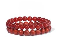 Set di 2 Braccialetti di Perline Regolabili In Pietra Naturale per Donna, Bracciale Elastico In Agata Rossa e Turchese Rosso, Bracciale di Perline Fatto a Mano da 8mm, San Valentino, Compleanno, 8 M