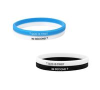 Set di 2 braccialetti in silicone elastico con scritta in lingua inglese "God Is First I Am Second", braccialetti cristiani ispiratori, per uomini e donne, incoraggiamento, fede religiosa, regalo