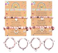 Set di 2 braccialetti per madre e figlia, con cuore e farfalla | 4 braccialetti per partner con biglietto regalo, regalo di inizio della scuola, per mamma e figlia, regalo per l'inizio della