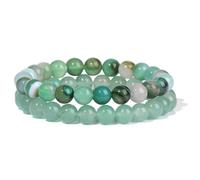 Set di 2 braccialetti perline pietra naturale colorata da 8 mm, turchese, ametista, quarzo, gemma, braccialetto elastico, regalo gioielli(17cm,26)