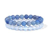 Set di 2 braccialetti perline pietra naturale colorata da 8 mm, turchese, ametista, quarzo, gemma, braccialetto elastico, regalo gioielli(17cm,23)