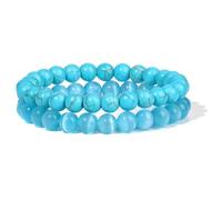 Set di 2 braccialetti perline pietra naturale colorata da 8 mm, turchese, ametista, quarzo, gemma, braccialetto elastico, regalo gioielli(19cm,20)
