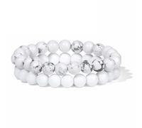 Set di 2 braccialetti perline pietra naturale colorata da 8 mm, turchese, ametista, quarzo, gemma, braccialetto elastico, regalo gioielli(17cm,29)
