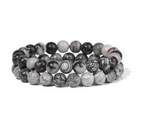 Set di 2 braccialetti perline pietra naturale colorata da 8 mm, turchese, ametista, quarzo, gemma, braccialetto elastico, regalo gioielli(19cm,31)