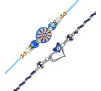Set di 2 braccialetti Rakhi per fratello Rakhi per Bhai Bhabhi Bhaiya veera Raksha Bandhan Set di braccialetti Dora con biglietto Rakhi Confezione regalo per fratello sorella tradizionale indiano