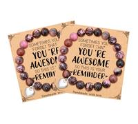 Set di 2 braccialetti regalo per donne e uomini, regali di compleanno per lei Sometimes You Forget You're Awesome Nature Stone Bracelet per lei, 7inches, Pietra naturale, Nessuna pietra preziosa