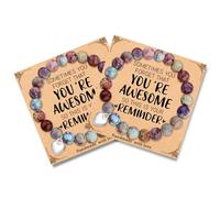 Set di 2 braccialetti regalo per donne e uomini, regali di compleanno per lei Sometimes You Forget You're Awesome Nature Stone Bracelet per lei, 7inches, Pietra naturale, Nessuna pietra preziosa