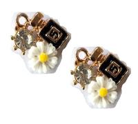 Set di 2 BRELOQUES/CHARMS METAL DORES : profumo e margherita 16 x 13 mm