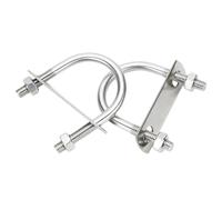 Set di 2 bulloni a U M10 x 76 mm, in acciaio inox, viti a forma di U, staffa filettata con dado, piastra a U, fascette stringitubo in metallo, per tubo auto, traino, fissaggio