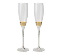 Set di 2 calici da cava in vetro con piede in metallo in argento, oro e trasparente 26,5 x 7 cm