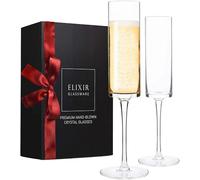 Set di 2 calici da champagne in cristallo, bicchieri da prosecco, moderni ed eleganti, regalo per donne, uomini, matrimoni, anniversari, Natale, compleanno, 180 ml, 100% cristallo senza piombo