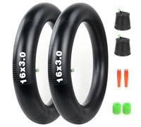 Set di 2 camere d'aria resistenti da 16 x 3 cm, per mountain bike e e-bike, 16 x 3,0, con valvola Schrader in gomma butilica spessa per prestazioni durevoli e affidabili, tappi per valvole