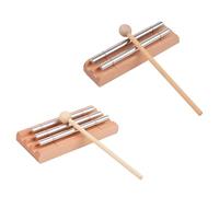 Set di 2 campanelli per strumenti a percussione, due toni e tre toni, con tubi in metallo e base in legno, blocco sonoro per meditazione consapevole e concentrazione