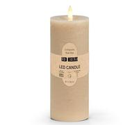 Set di 2 candele a LED in vera cera con funzione timer con telecomando - Candele realistiche fiamma tremolante bianco caldo Ø 7 x 18 cm - Candele di cera elettrica beige come accogliente decorazione