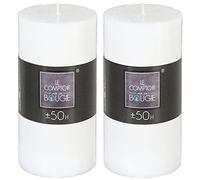 Set di 2 candele cilindriche bianche rustiche H14