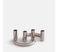 Set di 2 candelieri in ferro cromato, altezza 6,5 cm, ORNÉO Grigio TU