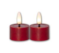 Set di 2 candeline a LED "FLAME FLOW M", altezza 5 cm, diametro 4 cm, colore rosso, funzionamento a batteria, funzione timer