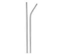 Set di 2 cannucce in acciaio inox con ventosa, dritte, curve, colore argento, 215 x 8 mm