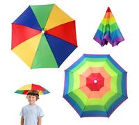Set Di 2 Cappelli A Ombrello, Cappelli A Ombrello Divertenti, Cappelli Da Pioggia Per Ombrellone, Cappelli A Ombrello Arcobaleno Con Elastici, Adatti Per Bambini Adulti Pesca In Spiaggia Golf